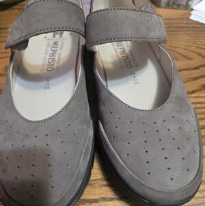Mephisto Taupe Suede Mary Jane Comfort Flats